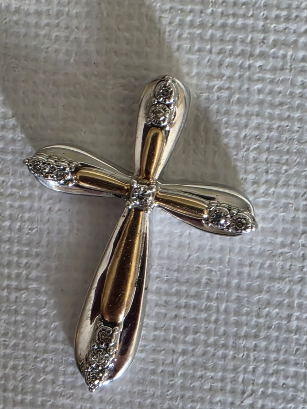 Silver-Tone Rhinestone Cross Pendant - Silver
